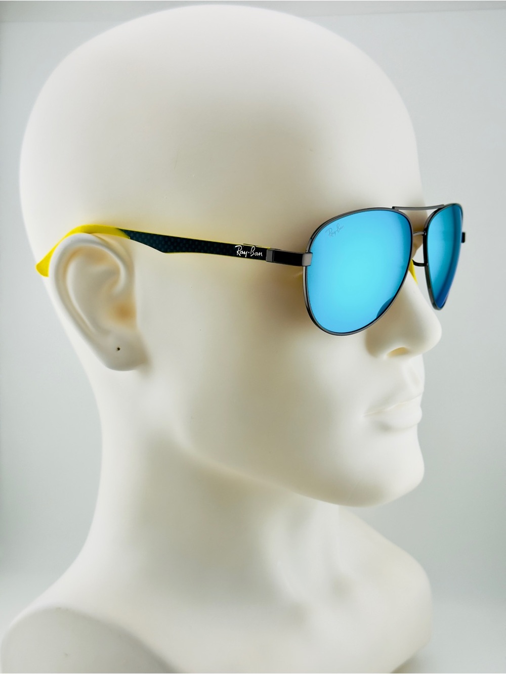Ray-Ban Sunglasses RB8313M Scuderia Ferrari Black Frame with Blue Mirror lenses - Picture 4 of 16